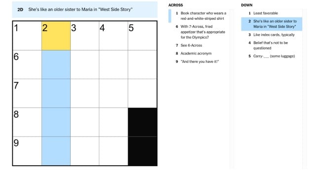 She's like an older sister to Maria in West Side Story nyt july 24 mini crossword