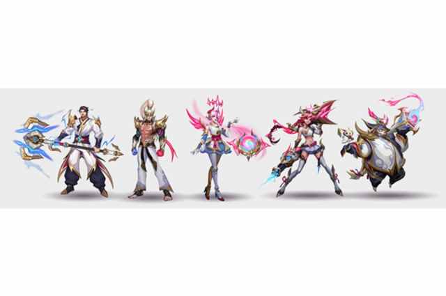 Leaked T1 Worlds 2023 skins for LoL champs Jayce, Lee Sin, Orianna, Jinx, and Bard.