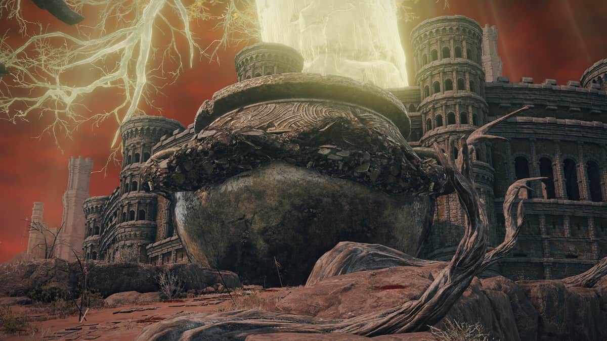 The Great Jar in front of the Caelid Colosseum in Elden Ring