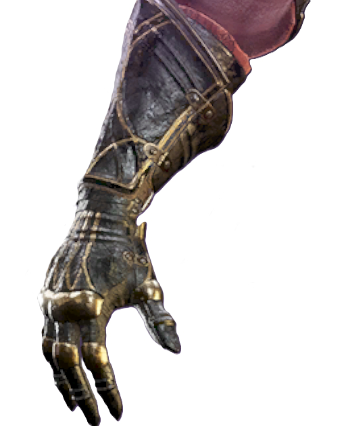 Warlock's Gauntlets from Flintlock, which have a black base with gold lines across the top.