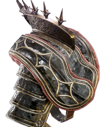 Black and red shoulder armor from Flintlock with gold lines across the design.