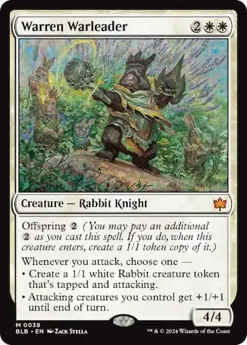 Rabbit and his Offspring ready to fight in Bloomburrow MTG set