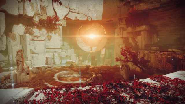 The Watcher's Grave region of Nessus, with its classic red vegetation.