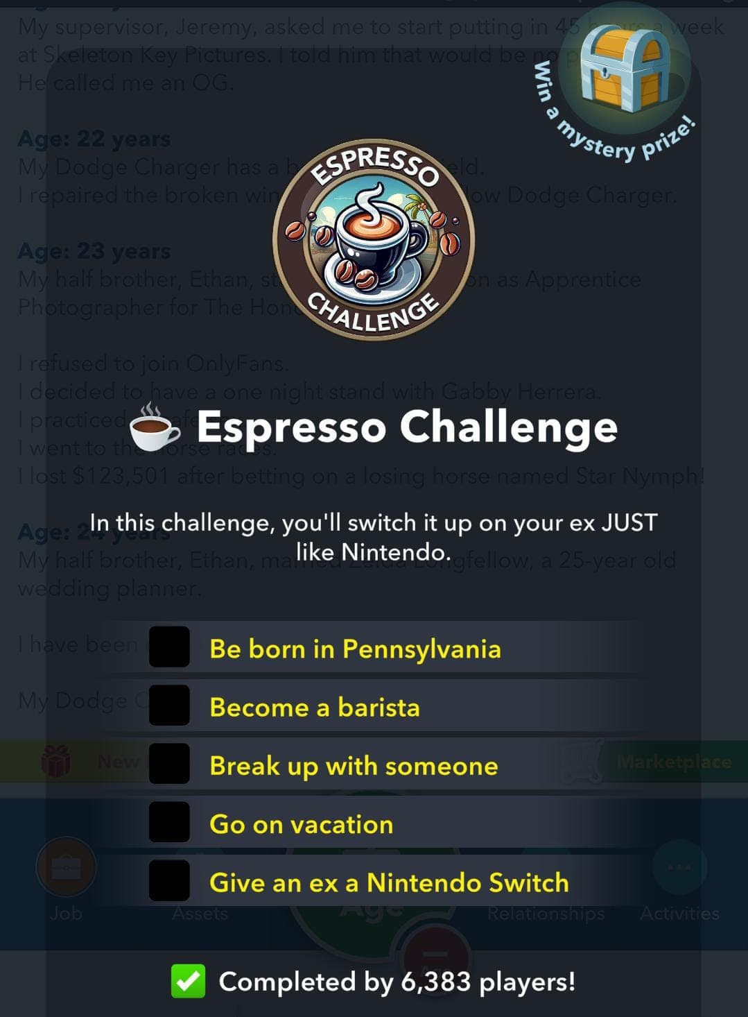 Как выполнить Espresso Challenge в BitLife