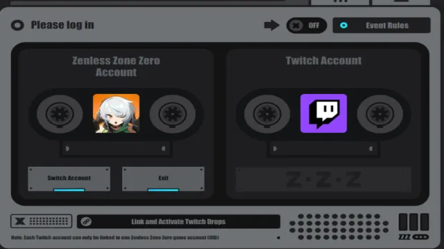 The link page for Twitch and Zenless Zone Zero.