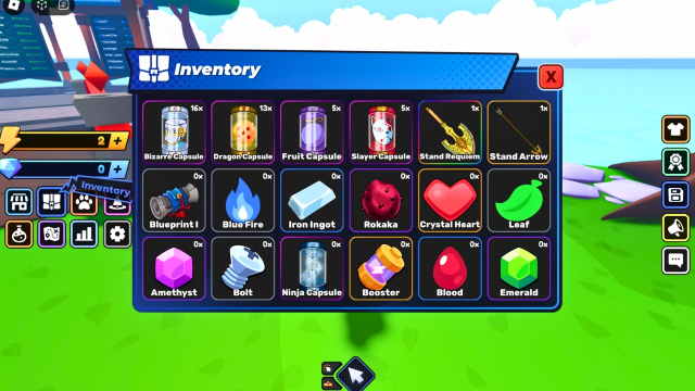 anime heroes simulator inventory after redeeming codes