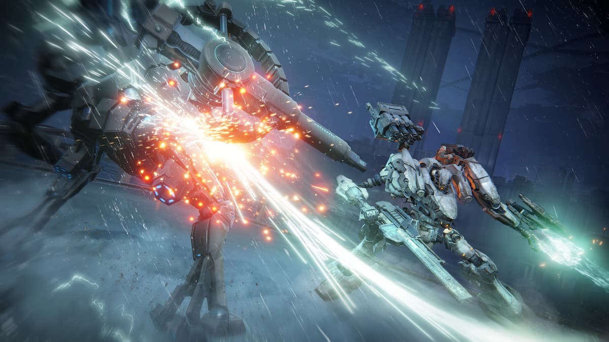 A character using a pulse sword in Armored Core 6.