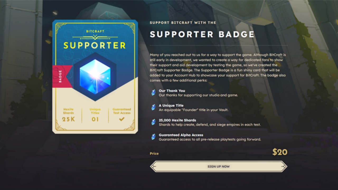 Minecraft-like BitCraft launches $20 badge that basically acts like an all-access pass