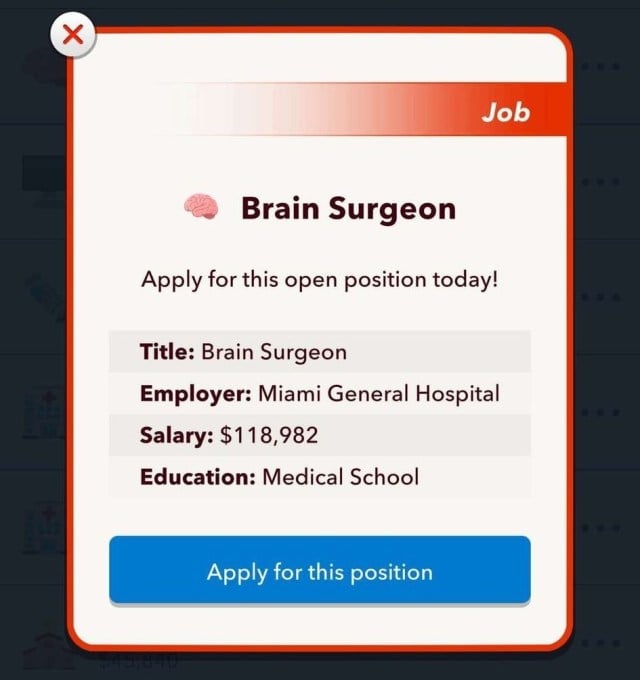 The brain surgeon job in BitLife.