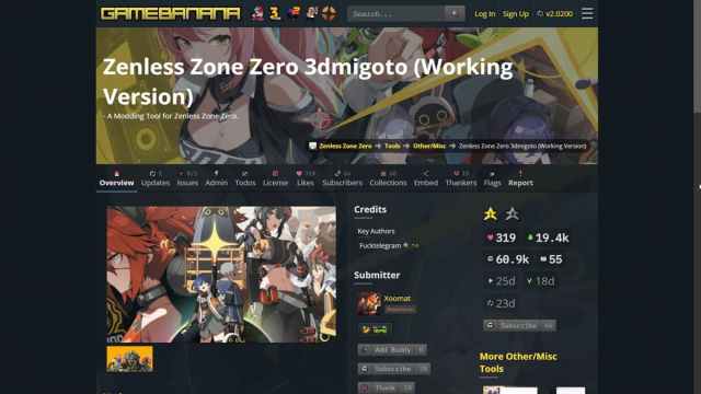 Gamebanana official website for ZZZ