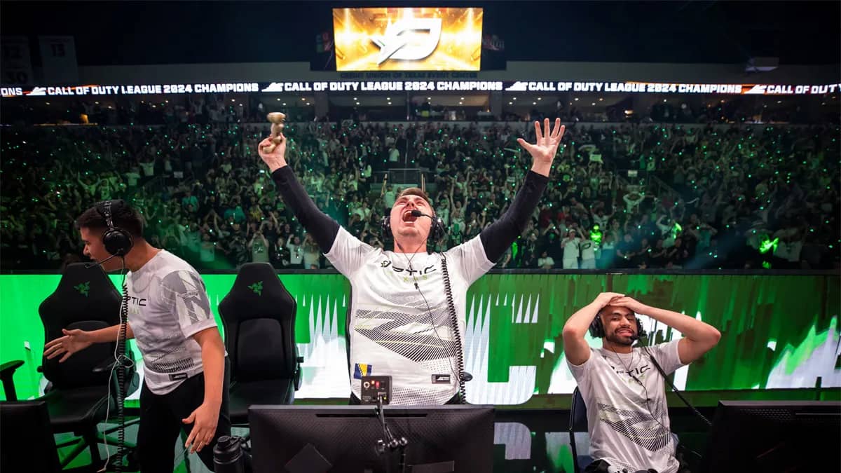 OpTic Pred celebrates victory at CoD Champs 2024.