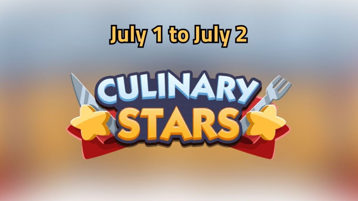 The Culinary Stars Monopoly GO event logo on a blurred background.