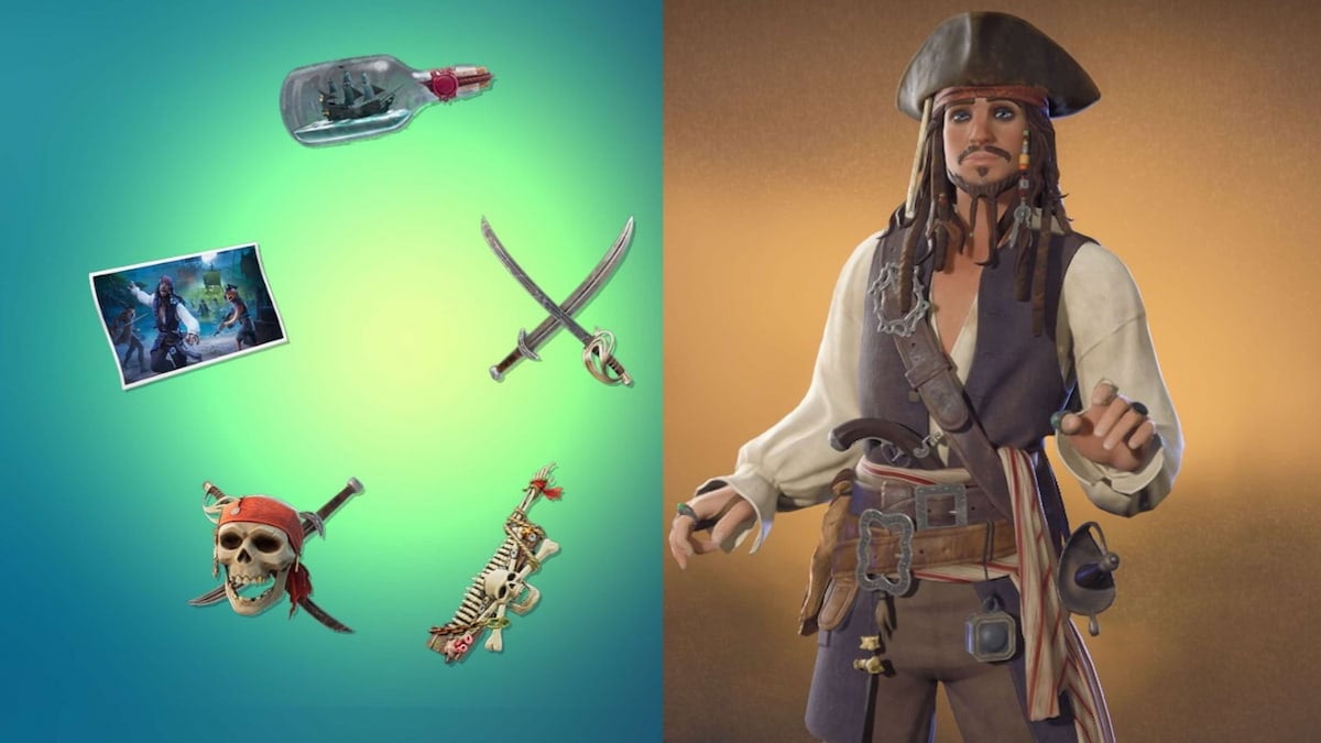 Some Cursed Sails unlockable rewards and Jack Sparrow in Fortnite.