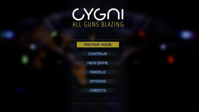 cygni all guns blazing arcade menu