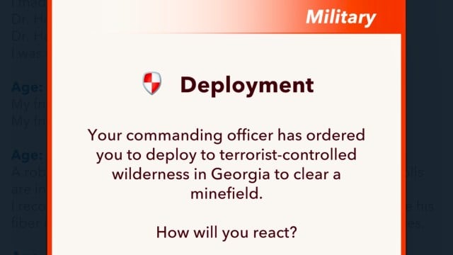 deployment message in bitlife
