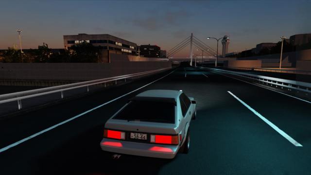 Driving in Midnight Racing Tokyo in Roblox.