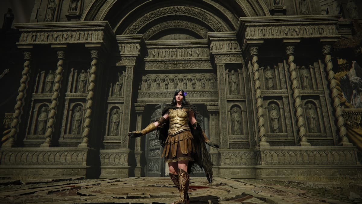 Elden Ring screenshot featuring a female player character wearing the Freyja armor