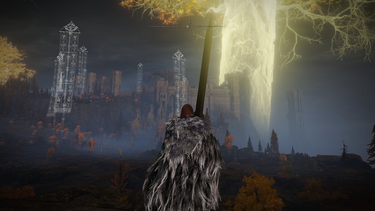 Elden Ring character standing in Leyndell Outskirts looking at the Erdtree