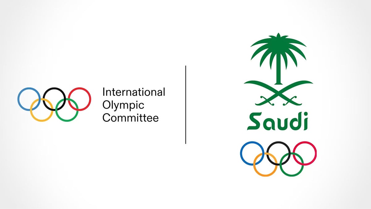 The IOC and Saudi Olympic office logos.