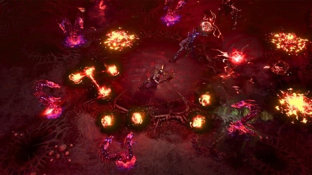 Player battling the Fell Council with fire hydras and fiery pits in Diablo 4 Season 5