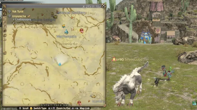 A Silver Lobo and map of its location in Final Fantasy XIV: Dawntrail