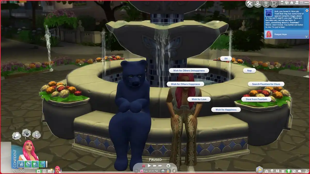 The fountain needed to deipher the ring message in The Sims 4 Lovestruck.
