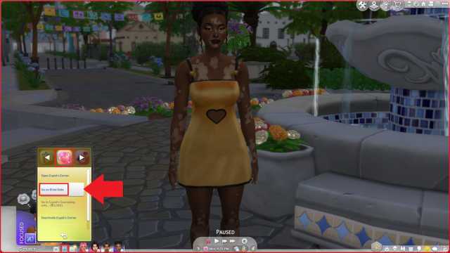 The go on a blind date option marked in The Sims 4 Lovestruck.