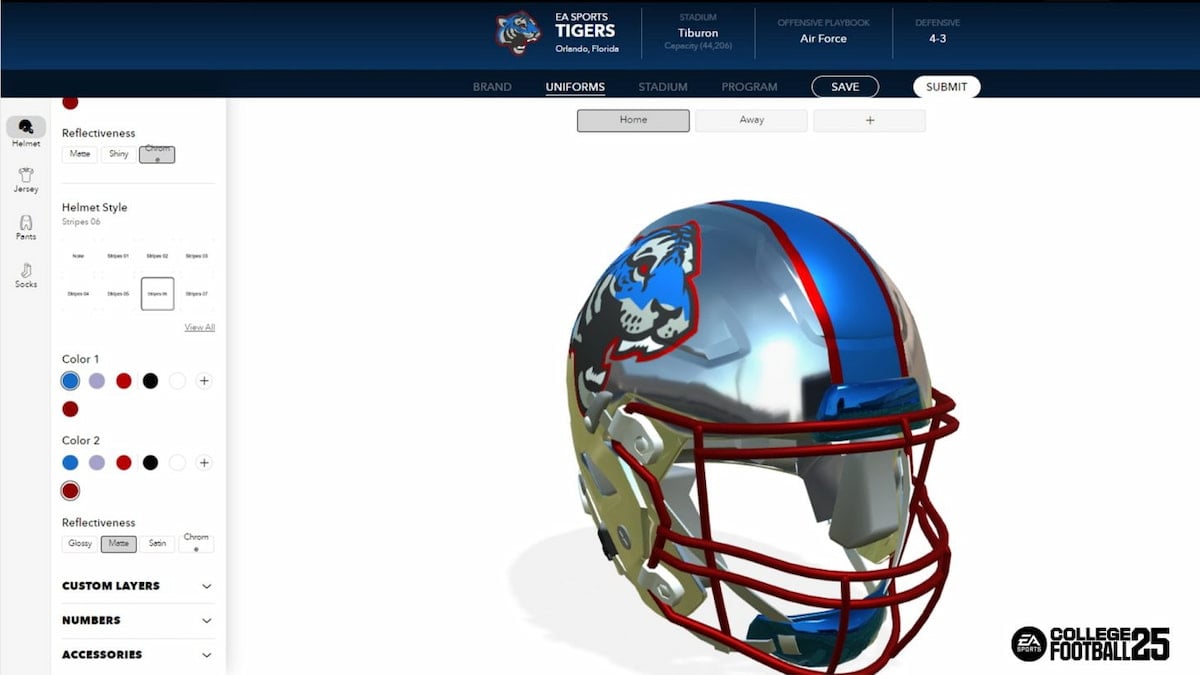 CFB 25 Team Builder helmet screenshot