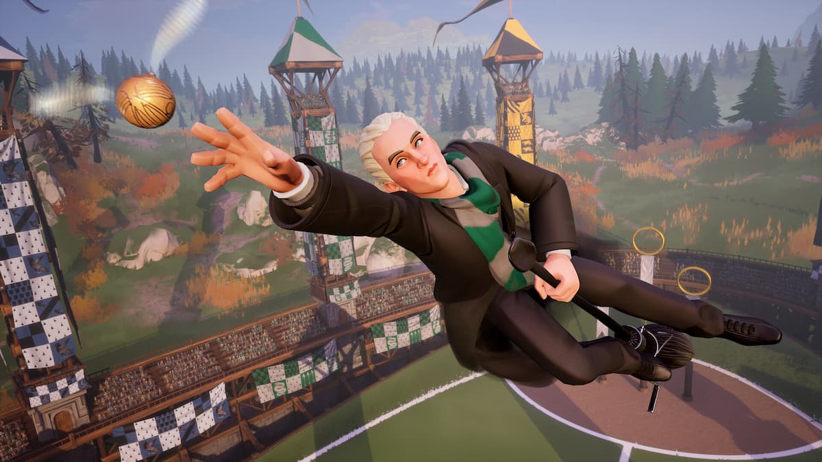 Draco Malfoy reaches for the Golden Snitch in Harry Potter: Quidditch Champions