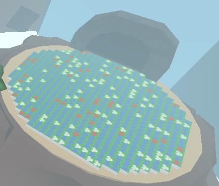 Stump field in Bee Swarm Simulator when viewed from the top