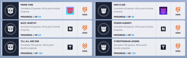 OW2 x Transformers challenges and rewards