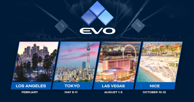 The locations for all Evo 2024 events as per a July 21 announcement.