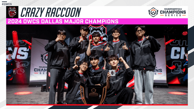 Crazy Raccoon celebrate their historic OWCS win in Dallas.
