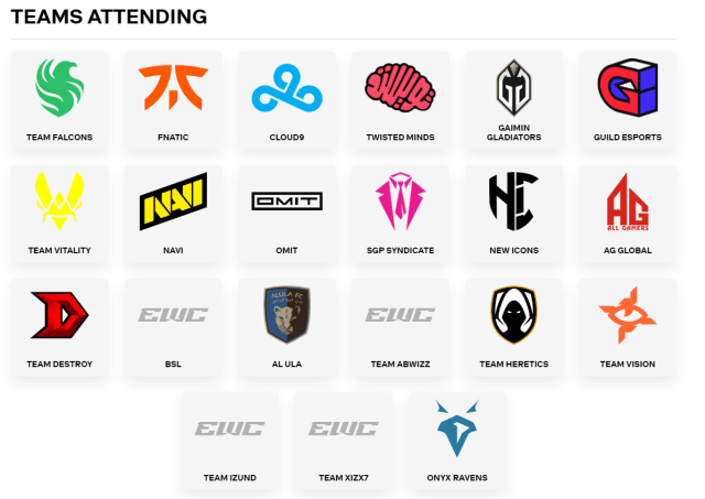 The attending teams at the Esports World Cup 2024 Warzone event.
