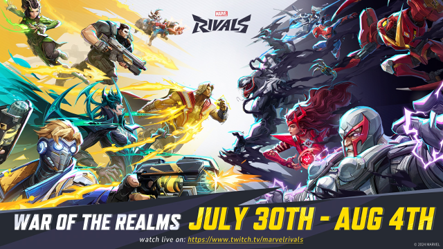 The promotional art for War of the Realms, a tournament for Marvel Rivals.