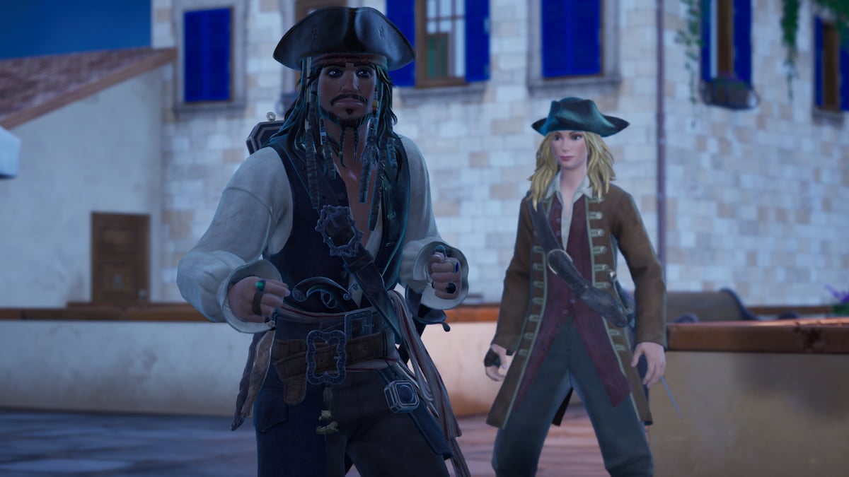 Jack Sparrow dancing by Elizabeth Swann in Fortnite.