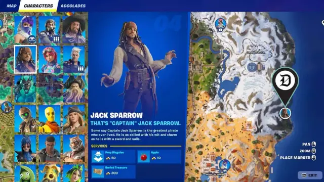 Jack Sparrow location in Fortnite.