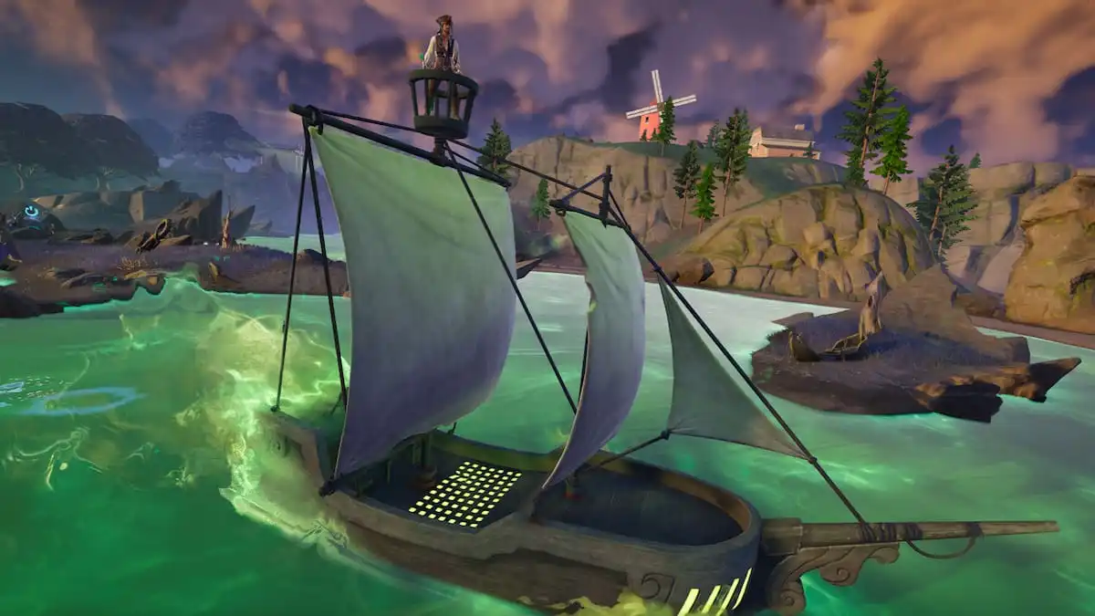 Jack Sparrow using a Ship in a Bottle in Fortnite.