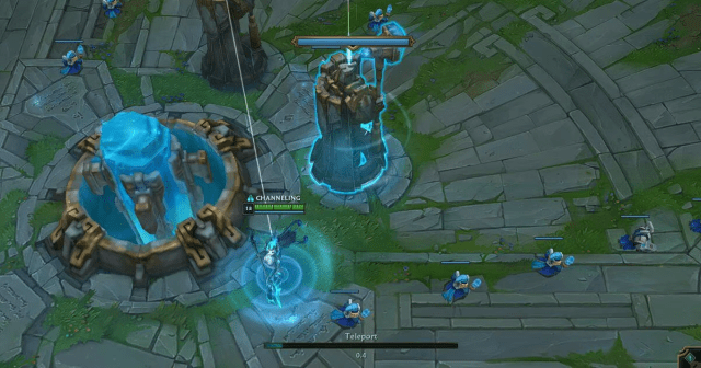 The Teleport animation on a turret in League of Legends