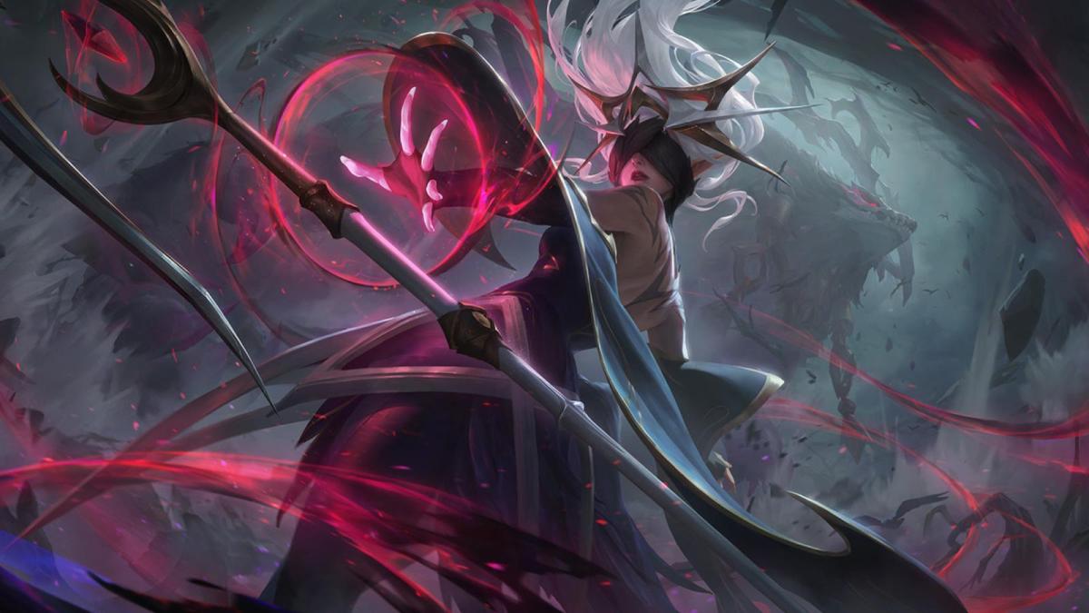 Coven Janna casts a dark red spell in League of Legends