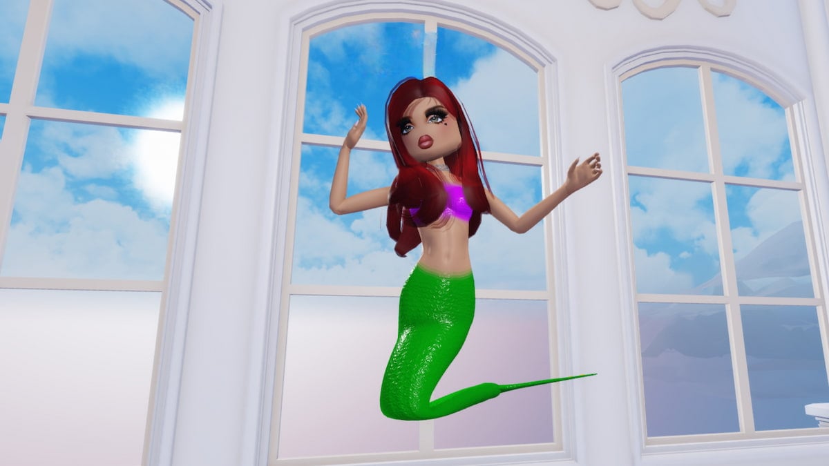 A character wearing a Mermaid Tail in Roblox Dress To Impress.