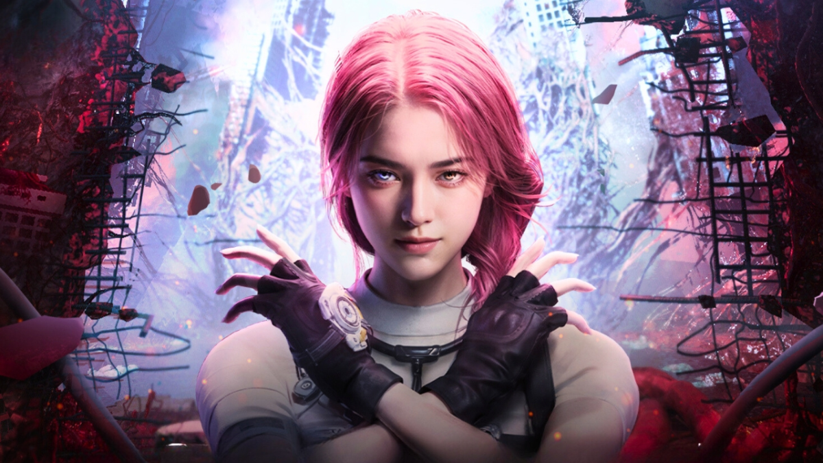 once human promo art with pink haired character