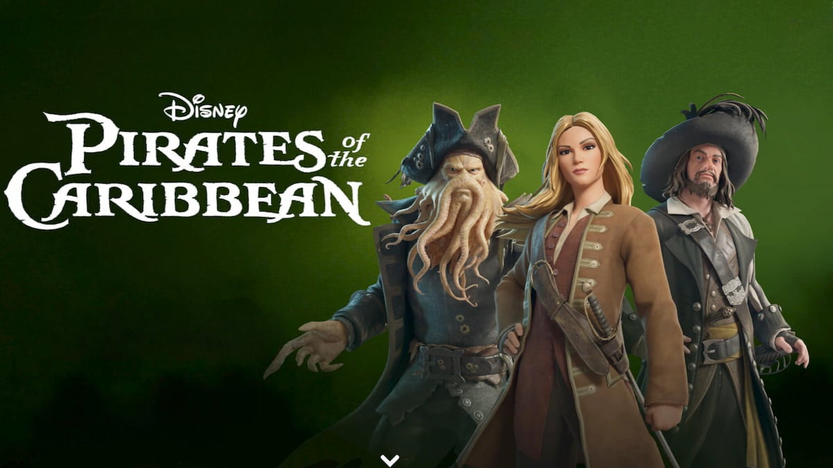 Davy Jones, Elizabeth Swann, and Captain Barbossa in Fortnite.
