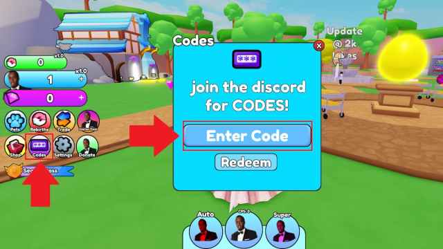 The process for entering codes in Diddy Simulator in Roblox.