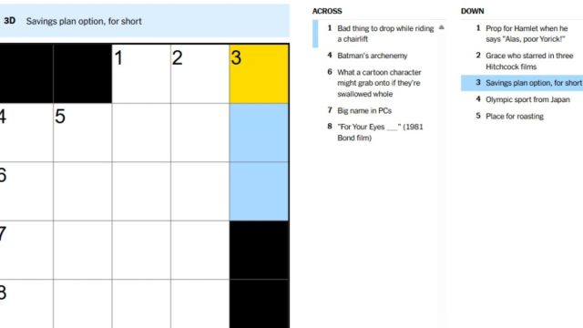 nyt mini crossword savings plan clue