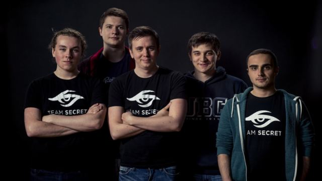 Team Secret 2015 photograph featuring Zai, Puppey, S4, Arteezy, and Kuroky (from left to right)