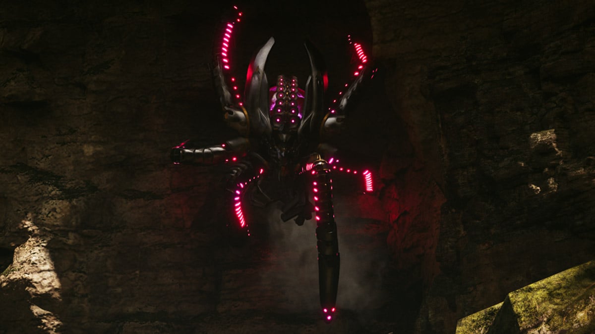 A spider-like machine monster from The First Descendant.