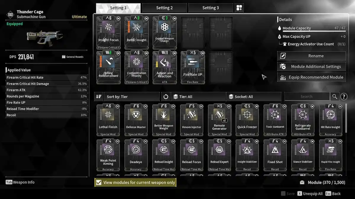 Thunder Cage Module loadout in The First Descendant