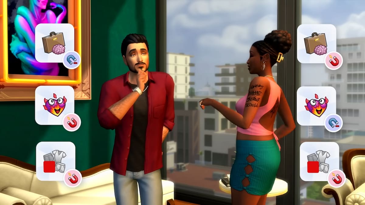 Two Sims with different Turn-Ons and Turn-Offs in The Sims 4 Lovestruck.