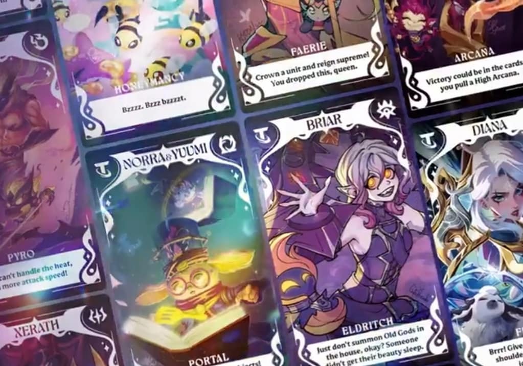 Images of TFT Set 12 champions on Tarot cards by Riot Games